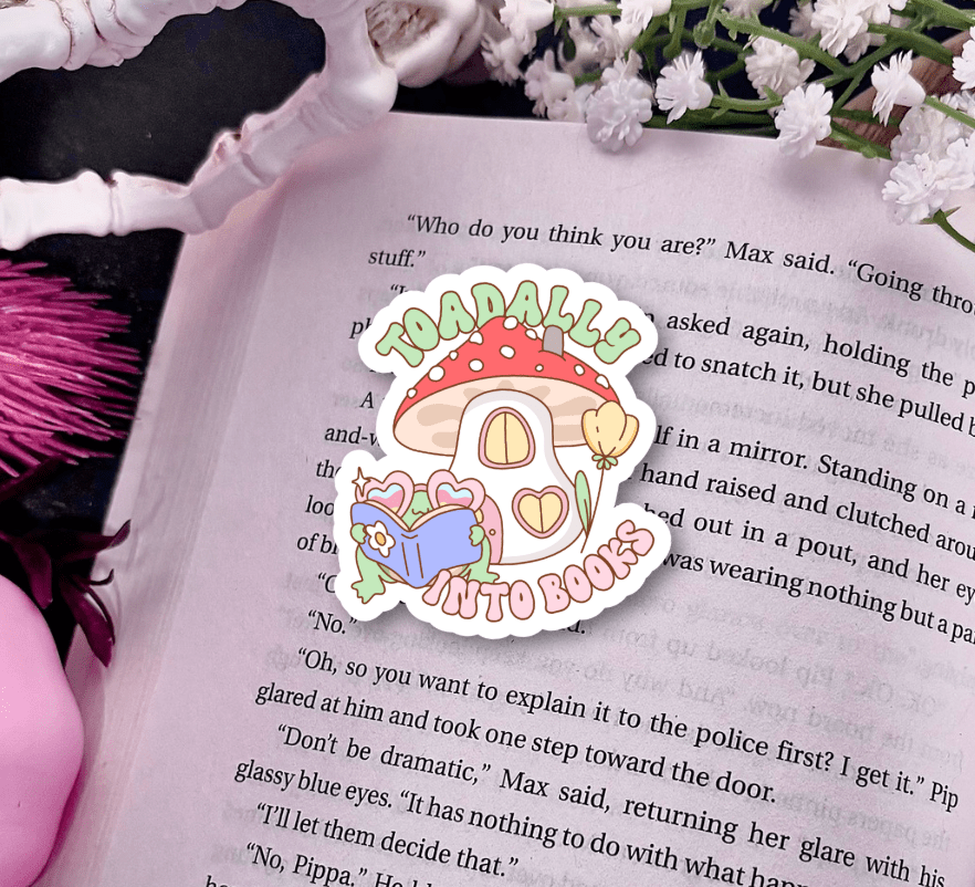 Toadally into Books Laminated Sticker