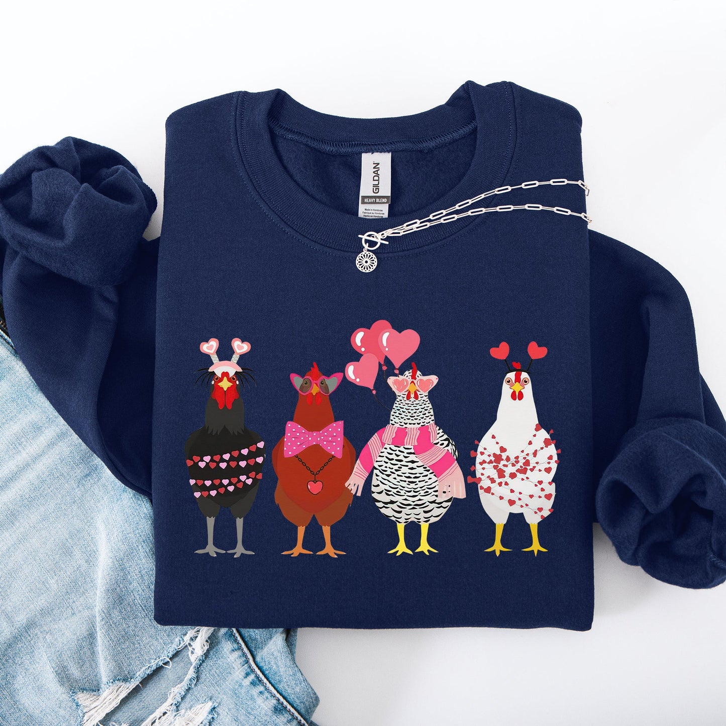 Valentine's Chickens, Cute, Farm, Love, Hearts Sweatshirt