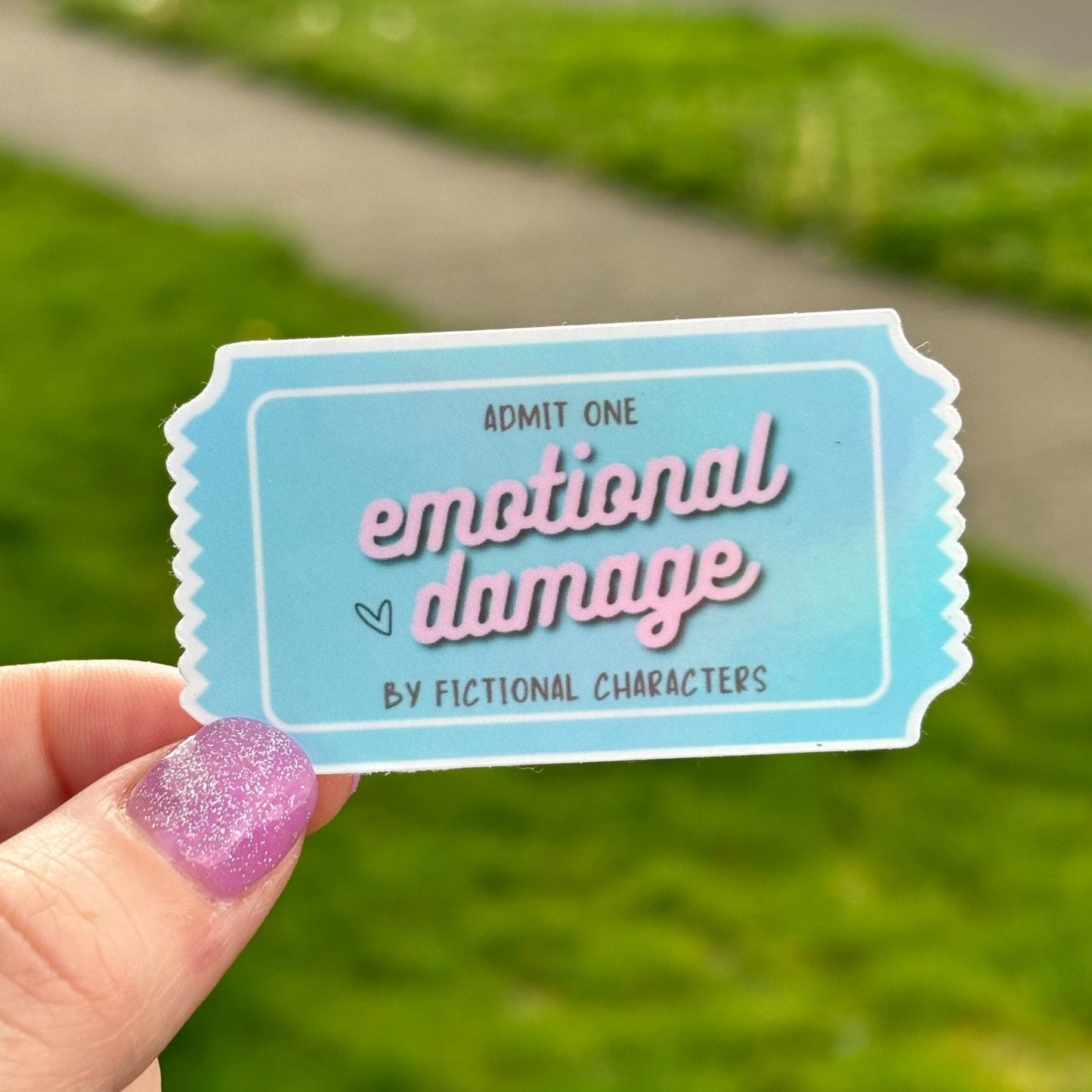 Emotional Damage by Fictional Characters Ticket Sticker