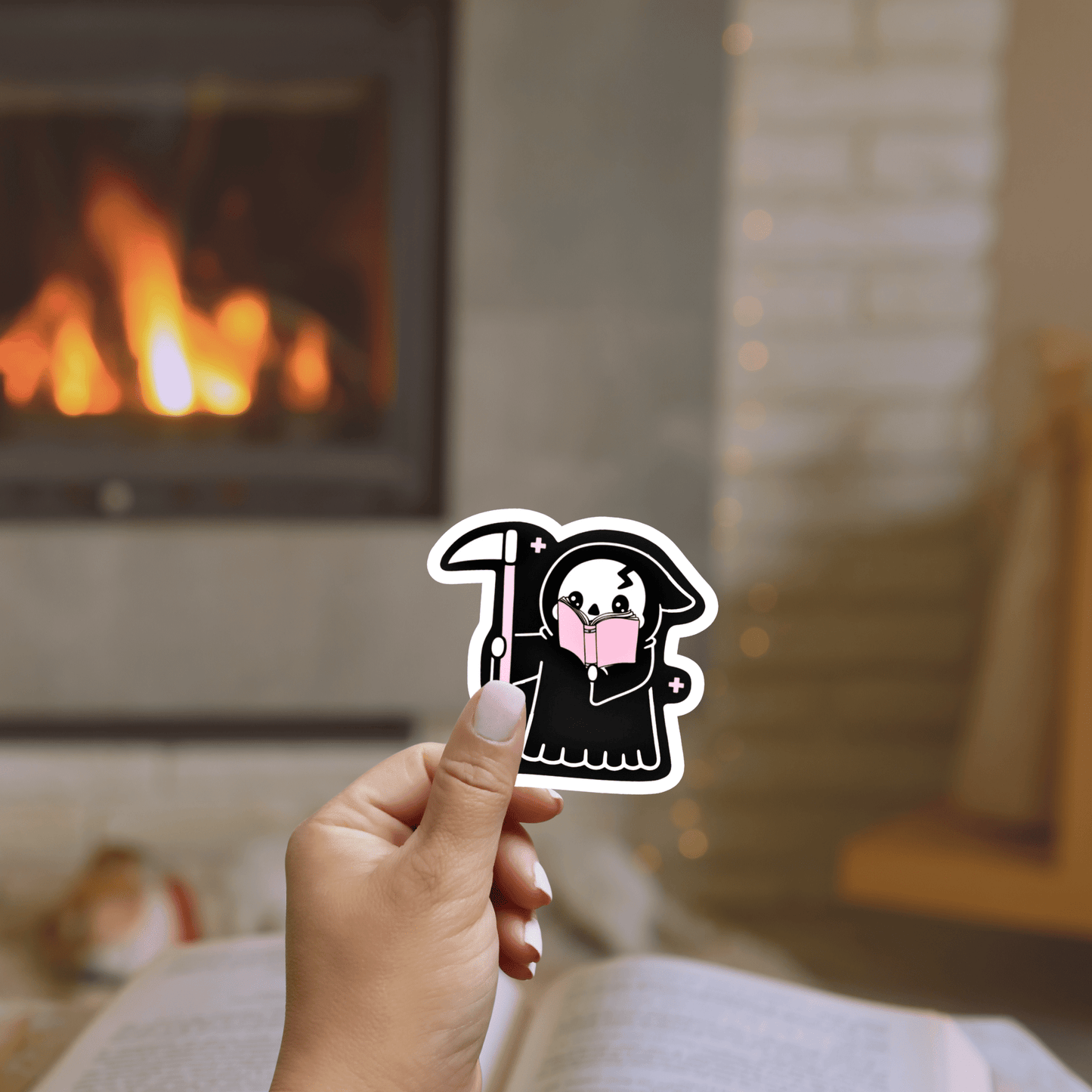 Grim Reader Clear Sticker