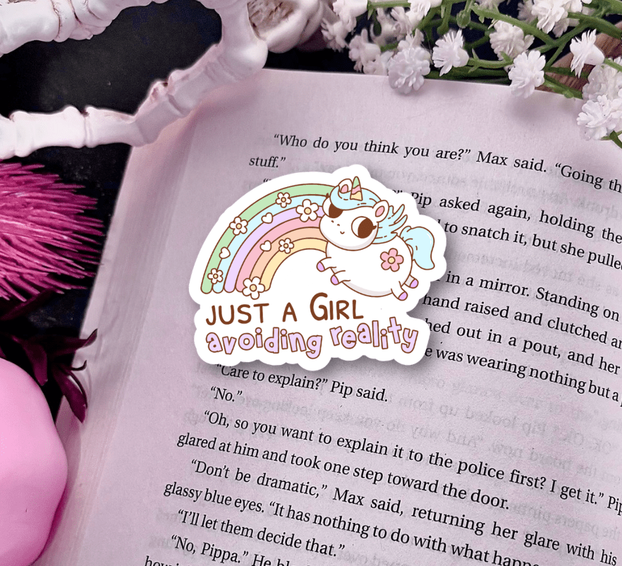 Just a Girl Avoiding Reality Laminated Sticker