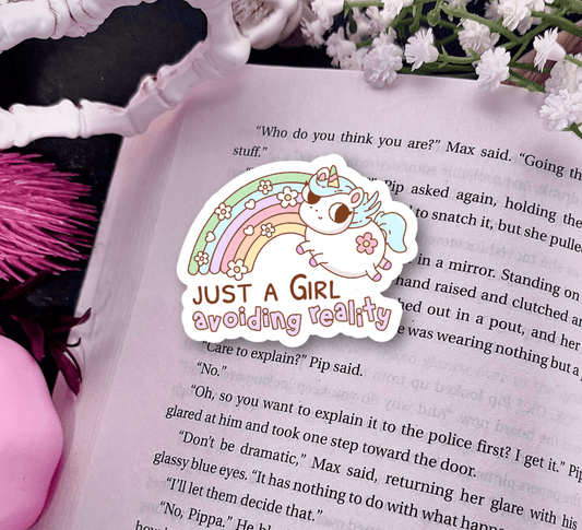 Just a Girl Avoiding Reality Laminated Sticker