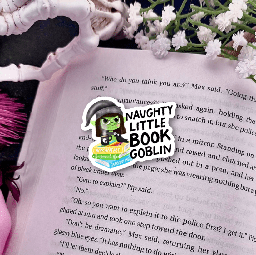 Naughty Little Book Goblin Laminated Sticker